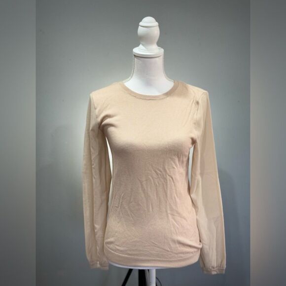 CLEARANCE! Cream Ann Taylor Mixed Media Sweater Size S EUC - Picture 1 of 5